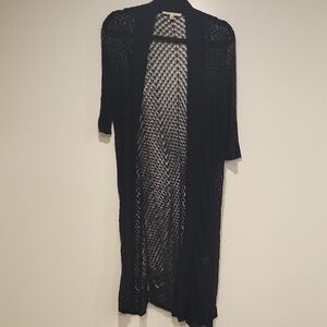 Cyrus Black Open Knit Duster Cardigan
